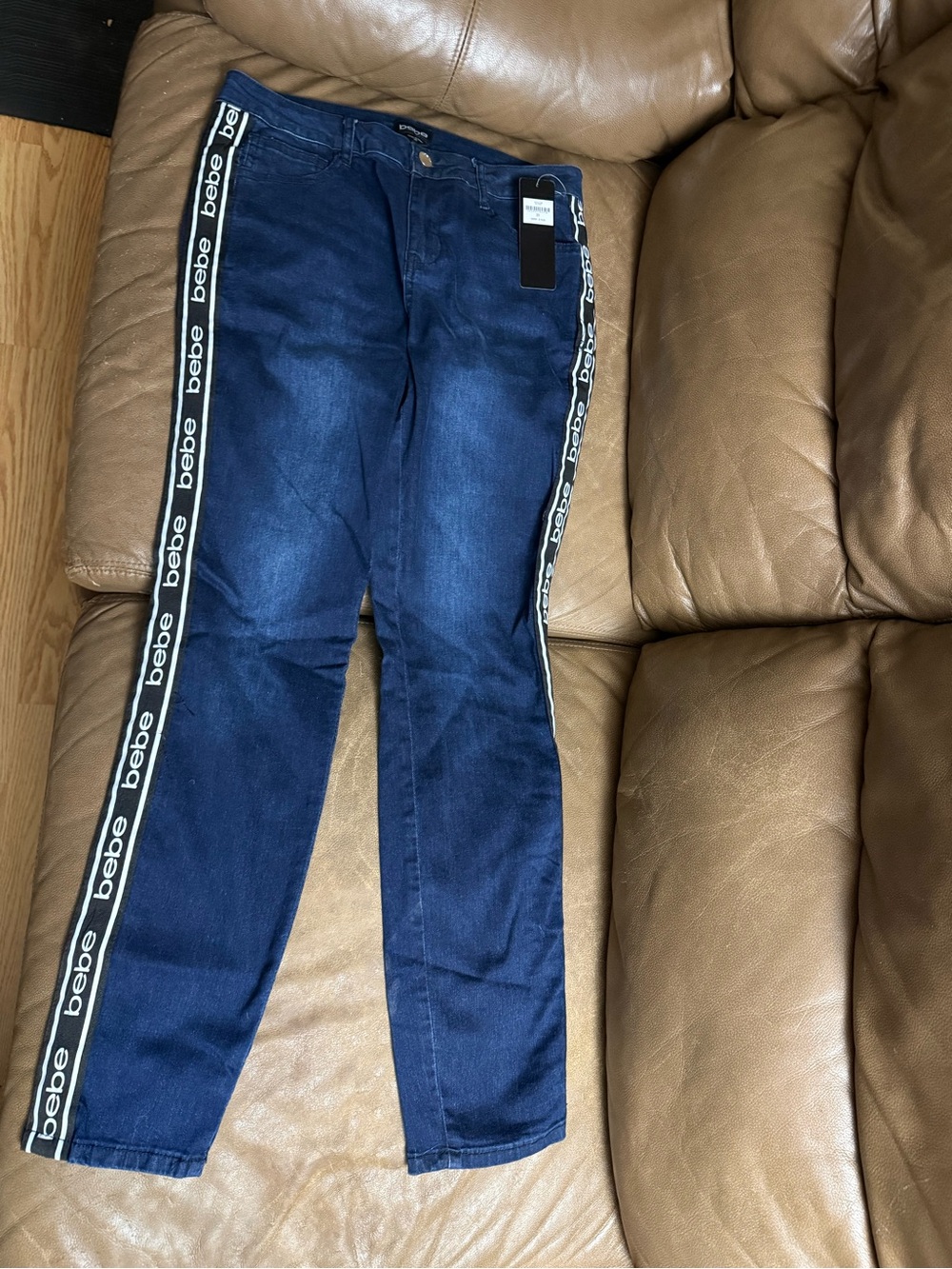 bebe Dark Blue Skinny Jeans with Branded Side Tape